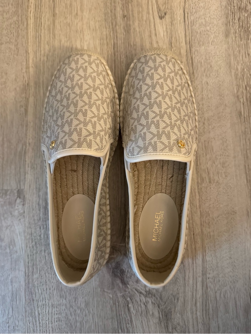 Michael Kors Beige MK Logo Slip-On Espadrilles - Picture 2 of 3